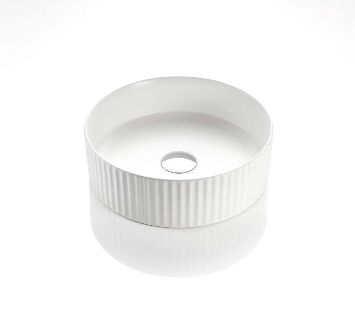 Bellevue Above Counter Artificial Stone - Fluted - Gloss White - Round - 360mm | BEL3636-GW