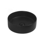 Bellevue Above Counter Artificial Stone - Fluted - Matt Black - Round - 360mm | BEL3636MB