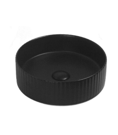 Bellevue Above Counter Artificial Stone - Fluted - Matt Black - Round - 360mm | BEL3636MB