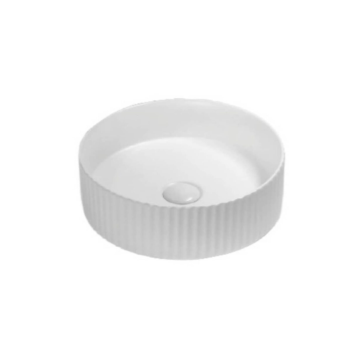 Bellevue Above Counter Artificial Stone - Fluted - Matt White - Round - 360mm | BEL3636-MW