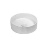 Bellevue Above Counter Artificial Stone - Fluted - Matt White - Round - 360mm | BEL3636-MW