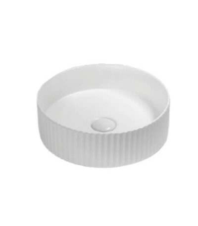 Bellevue Above Counter Artificial Stone - Fluted - Matt White - Round - 360mm | BEL3636-MW