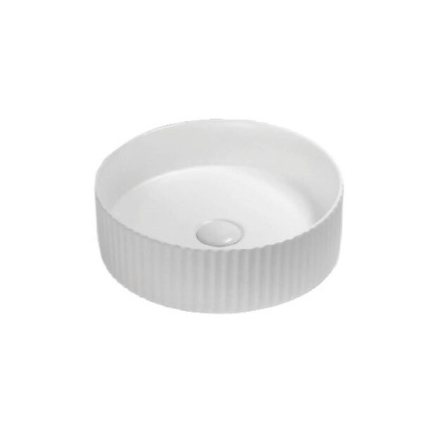 Bellevue Above Counter Artificial Stone - Fluted - Matt White - Round - 360mm | BEL3636-MW