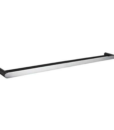 Bellino Black & Chrome Solid Brass Double Towel Rail 800mm