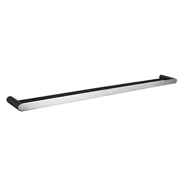Bellino Black & Chrome Solid Brass Double Towel Rail 800mm