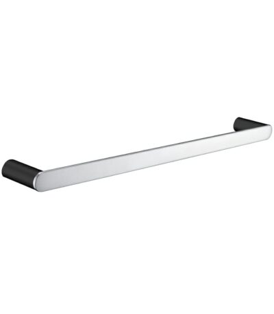 Bellino Black & Chrome Solid Brass Single Towel Rail 600mm