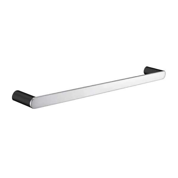 Bellino Black & Chrome Solid Brass Single Towel Rail 600mm