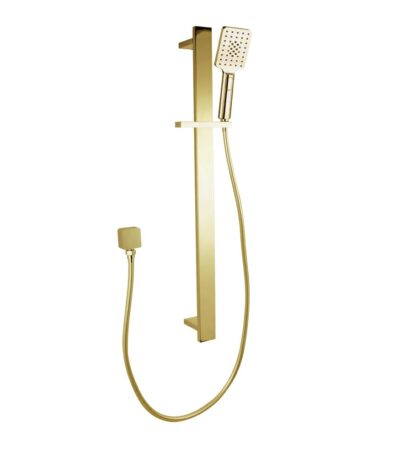 Bellino Brushed Yellow Gold Square Handheld Shower Rail Set | SR49.04