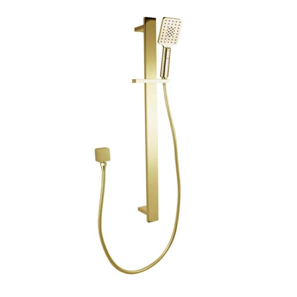 Bellino Brushed Yellow Gold Square Handheld Shower Rail Set | SR49.04