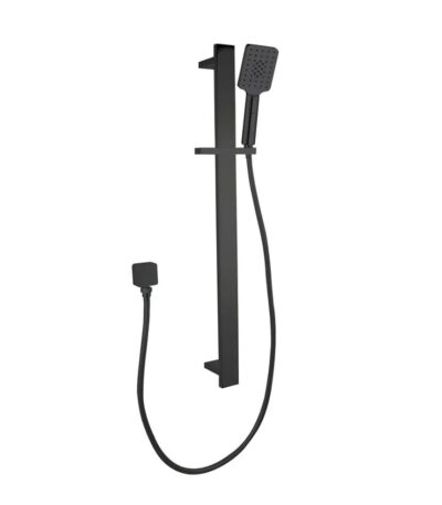 Bellino Matt Black Square Handheld Shower Rail Set | SR49.02