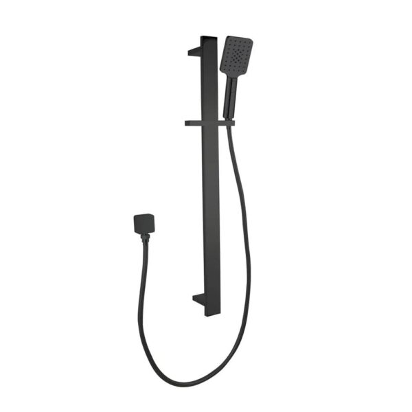 Bellino Matt Black Square Handheld Shower Rail Set | SR49.02