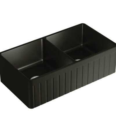 Benson Double Butler Sink, Matte Black