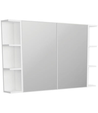 Bevel Edge 900 Mirror Cabinet, 2 Side Shelves