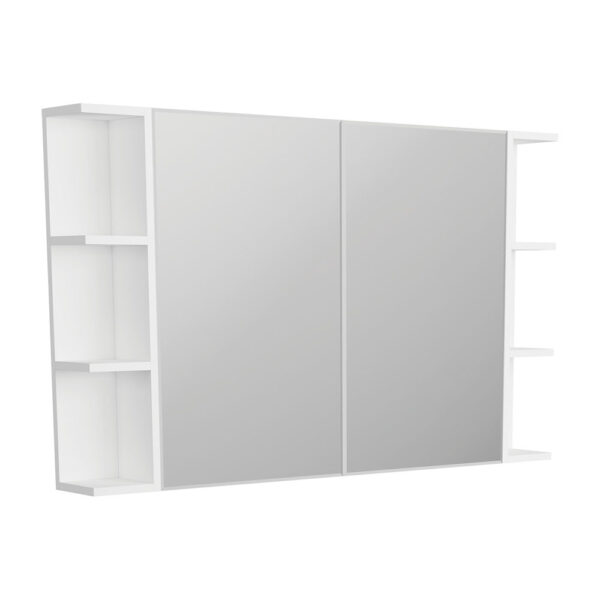 Bevel Edge 900 Mirror Cabinet, 2 Side Shelves