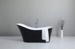 Bevel Freestanding Bathtub - Gloss Black/White - No Overflow - 1700mm | BBT1700B