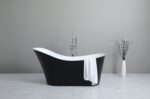 Bevel Freestanding Bathtub - Gloss Black/White - No Overflow - 1700mm | BBT1700B