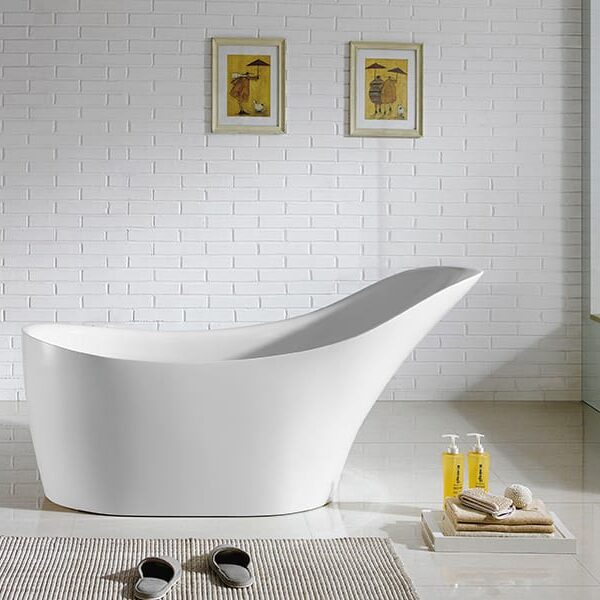 Bevel Freestanding Bathtub - Gloss White - No Overflow - 1400mm | BBT1400-NF