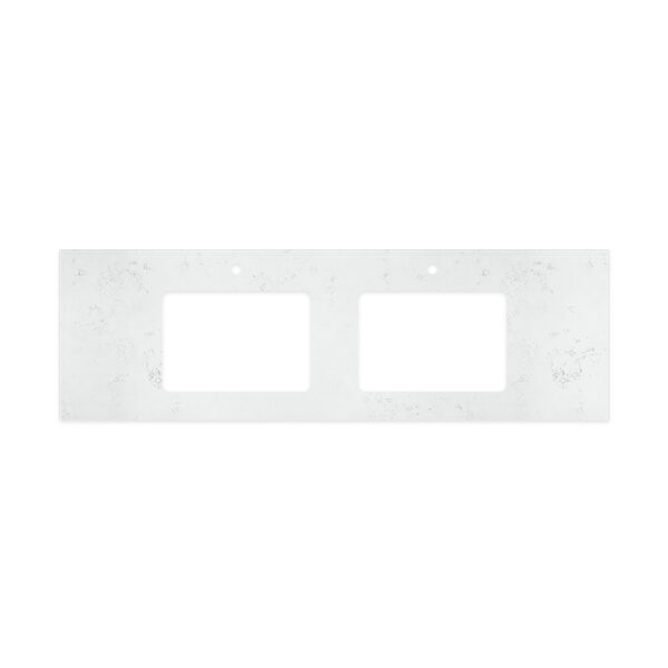 Bianco Marble Silica Free Stone Top, Rectangular Full Depth with Double Undermount Basin Hole & Tap Holes, 1500mm