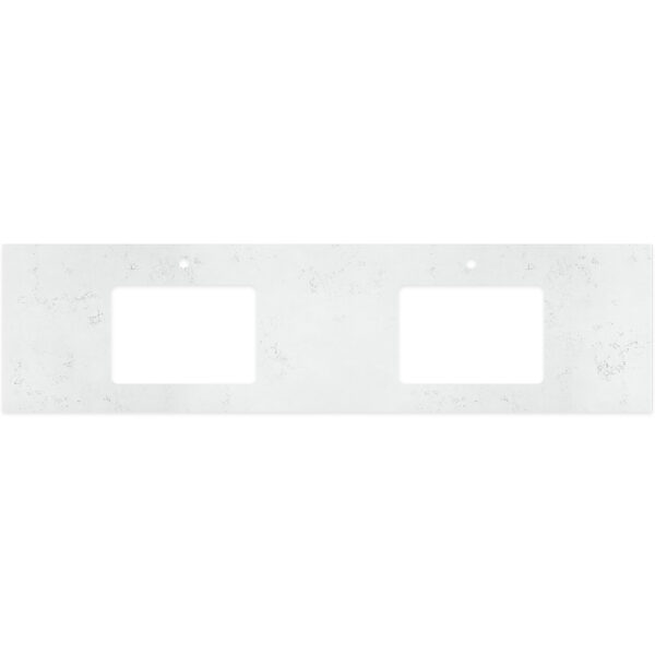 Bianco Marble Silica Free Stone Top, Rectangular Full Depth with Double Undermount Basin Hole & Tap Holes, 1800mm