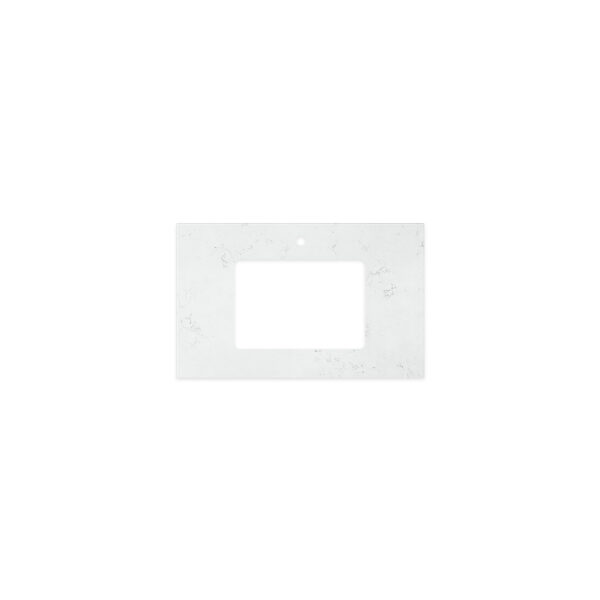 Bianco Marble Silica Free Stone Top, Rectangular Full Depth with Single Undermount Basin Hole & Tap Hole, 750mm