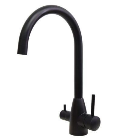 Black 3 Way Pure Drinking Water Hot & Cold Swivel Spout Kitchen Mixer | OX1041.KM