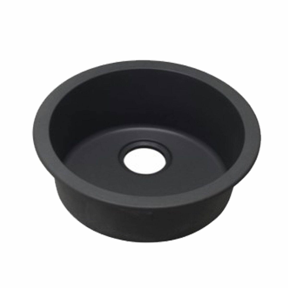 Black Granite Quartz Stone Kitchen/Laundry Sink Round Single Bowl Top/Under Mount 460mm | OX460.KS