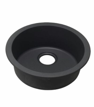 Black Granite Quartz Stone Kitchen/Laundry Sink Round Single Bowl Top/Under Mount 460mm | OX460.KS