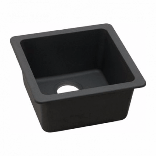 Black Granite Quartz Stone Kitchen/Laundry Sink Single Bowl Top/Under Mount - 422X422X203mm | OX4242.KS