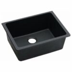 Black Granite Quartz Stone Undermount Kitchen Sink Single Bowl - 635x470x241mm | OX6347.KS