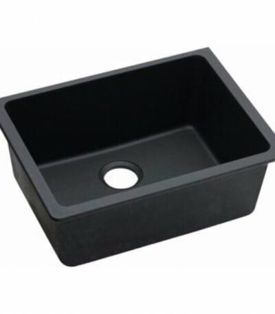 Black Granite Quartz Stone Undermount Kitchen Sink Single Bowl - 635x470x241mm | OX6347.KS