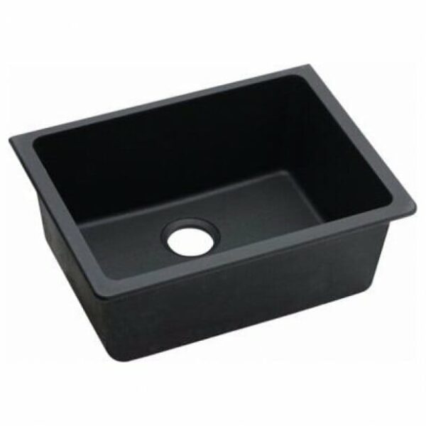 Black Granite Quartz Stone Undermount Kitchen Sink Single Bowl - 635x470x241mm | OX6347.KS