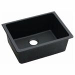 Black Granite Quartz Stone Undermount Kitchen Sink Single Bowl - 635x470x241mm | OX6347.KS