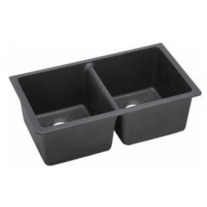 Black Kitchen Sink Granite Stone Under Mount Double Bowls - 838x476x241mm | OX8347.KS