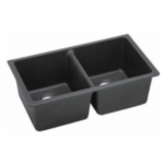 Black Kitchen Sink Granite Stone Under Mount Double Bowls - 838x476x241mm | OX8347.KS