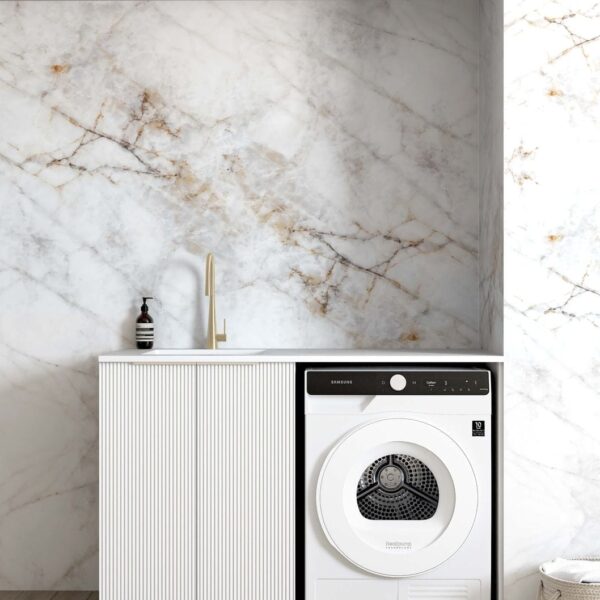 Bondi White Base Laundry Cabinet with Stone Top and Sink 1300x600x900