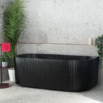Brighton Groove Fluted Oval Freestanding Back to Wall Bathtub - Matt Black - No Overflow - 1500mm | SB783-1500MB