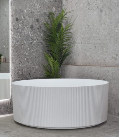 Brighton Groove Fluted Oval Freestanding Back to Wall Bathtub - Matt White - No Overflow - 1500mm | SB780-1500MW