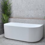 Brighton Groove Fluted Oval Freestanding Back to Wall Bathtub - Matt White - No Overflow - 1700mm | SB783-1700MW