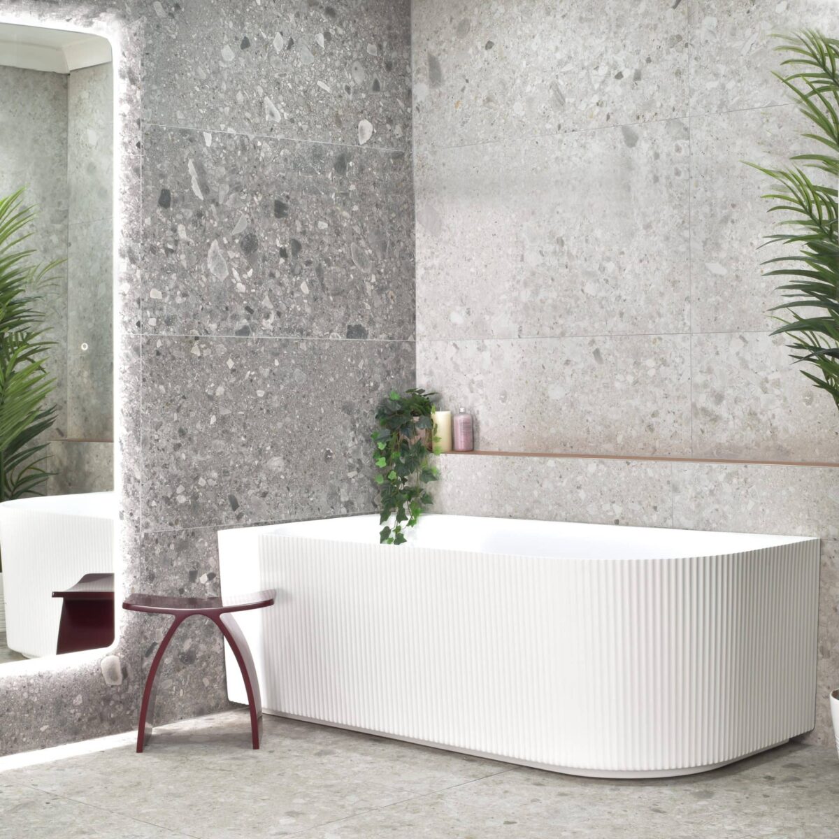 Brighton Groove Fluted Oval Freestanding - Left Corner Bathtub - Matt White - No Overflow - 1500mm | SB784-L-1500MW