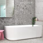 Brighton Groove Fluted Oval Freestanding - Right Corner Bathtub - Gloss White - No Overflow - 1500mm | SB784-R-1500GW