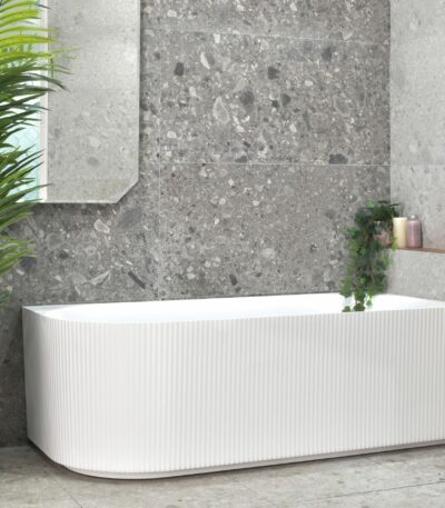 Brighton Groove Fluted Oval Freestanding - Right Corner Bathtub - Matt White - No Overflow - 1500mm | SB784-R-1500MW