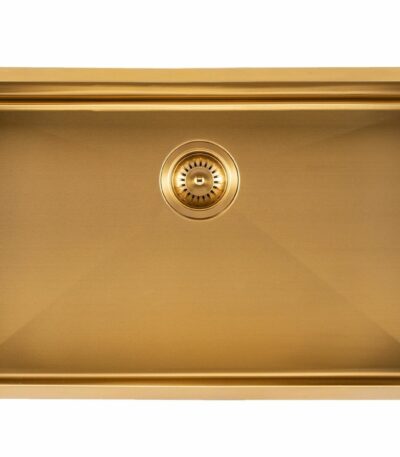 Brushed Gold 1.2mm Handmade Single Bowl Top/Undermount Kitchen/Laundry Sink - 762x457x254mm | TWM3G
