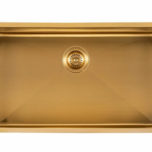 Brushed Gold 1.2mm Handmade Single Bowl Top/Undermount Kitchen/Laundry Sink - 762x457x254mm | TWM3G