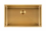 Brushed Gold 1.2mm Handmade Single Bowl Top/Undermount Kitchen/Laundry Sink - 762x457x254mm | TWM3G