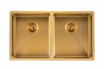 Brushed Gold 1.2mm Handmade Top/Undermount Double Bowls Kitchen Sink - 820x457x230mm | TWM7G