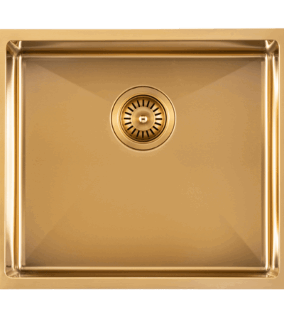 Brushed Gold 1.2mm Handmade Top/Undermount Single Bowl Kitchen/Laundry Sink - 510x450x230mm | TWM5G