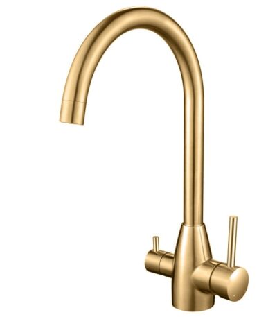 Brushed Gold 3 Way Pure Drinking Water Hot & Cold Swivel Spout Kitchen Mixer | BUYG1041.KM