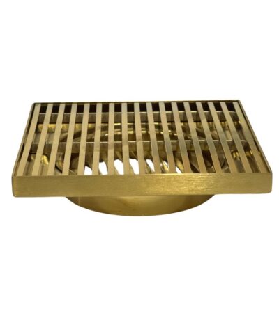 Brushed Gold Linear Floor Grate - Stainless Steel - 115mm (80mm Waste)
