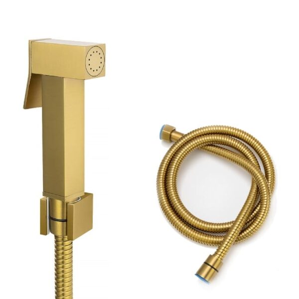 Brushed Gold Toilet Bidet Spray Kit with Stainless Steel Hose