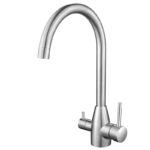 Brushed Nickel 3 Way Pure Drinking Water Hot & Cold Swivel Kitchen Mixer | BU1041.KM